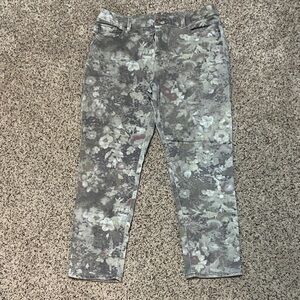 Chico's Floral Gray Ankle Jeans